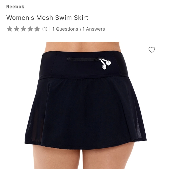 Reebok Black Mesh Mid-Rise Swim Skirt With Back Pocket - Picture 5 of 16